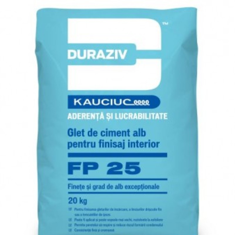DURAZIV FP 25 Glet de finisare pe bază de ciment alb DURAZIV FP 25 Glet de finisare pe bază de ciment alb