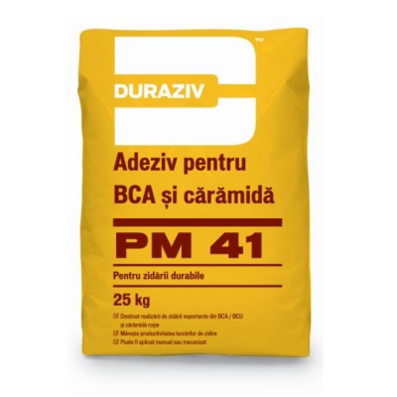 Duraziv PM 41 - Adeziv pentru BCA si caramida 25kg	 Duraziv PM 41 - Adeziv pentru BCA si caramida 25kg