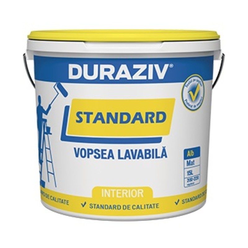 Vopsea lavabila alba pentru interior Duraziv Standard - 2.5L, 8.5L, 15L	 Vopsea lavabila alba pentru interior Duraziv Standard - 2.5L, 8.5L, 15L