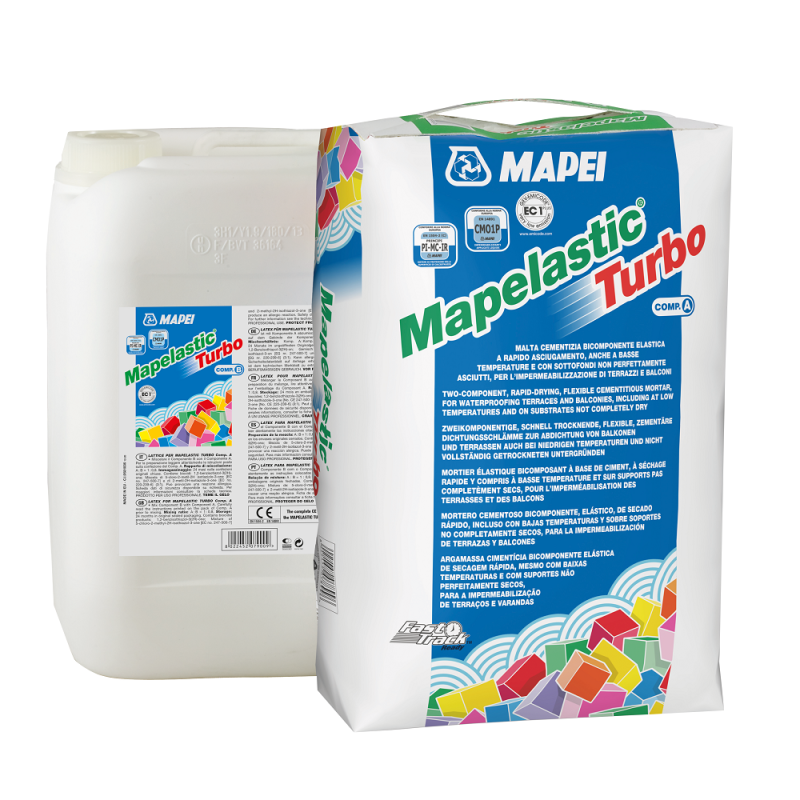 Hidroizolatie Mapelastic Turbo cu uscare rapida comp. A+B 36 kg Hidroizolatie Mapelastic Turbo cu uscare rapida comp. A+B 36 kg