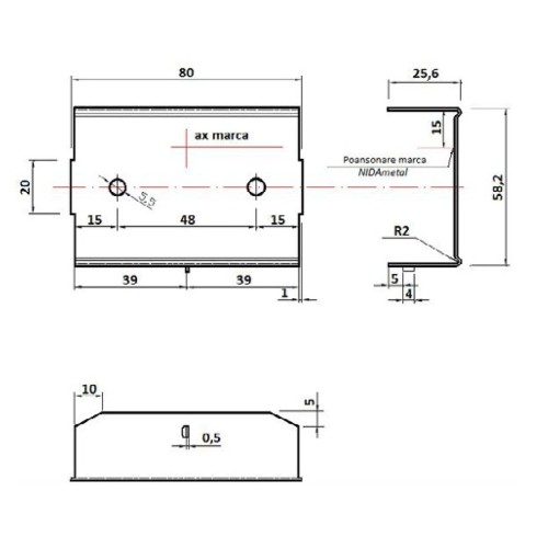 Racord de prelungire CD60 NIDA Metal (Îmbinare liniară CD)