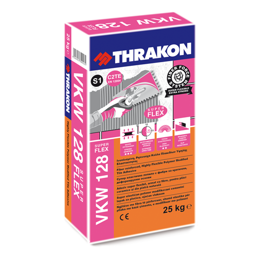 Adeziv flexibil pentru placari ceramice Thrakon VKW 128 gri Adeziv flexibil pentru placari ceramice Thrakon VKW 128 gri