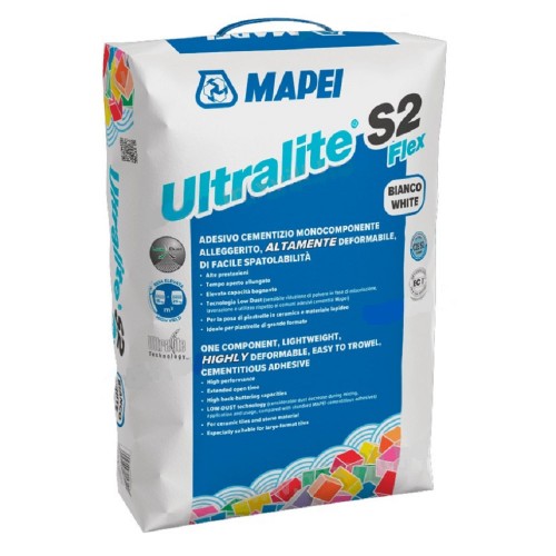 Adeziv pentru plăci ceramice și piatră naturală Mapei Ultralite S2 Flex, Alb, 15 kg Adeziv pentru plăci ceramice și piatră naturală Mapei Ultralite S2 Flex, Alb, 15 kg