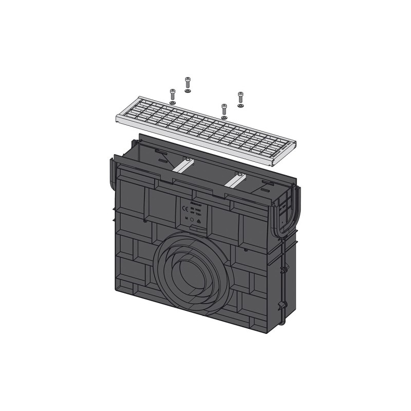 Rigola de colectare cu rama din plastic si gratar galvanizat, Alcadrain, clasa B125
