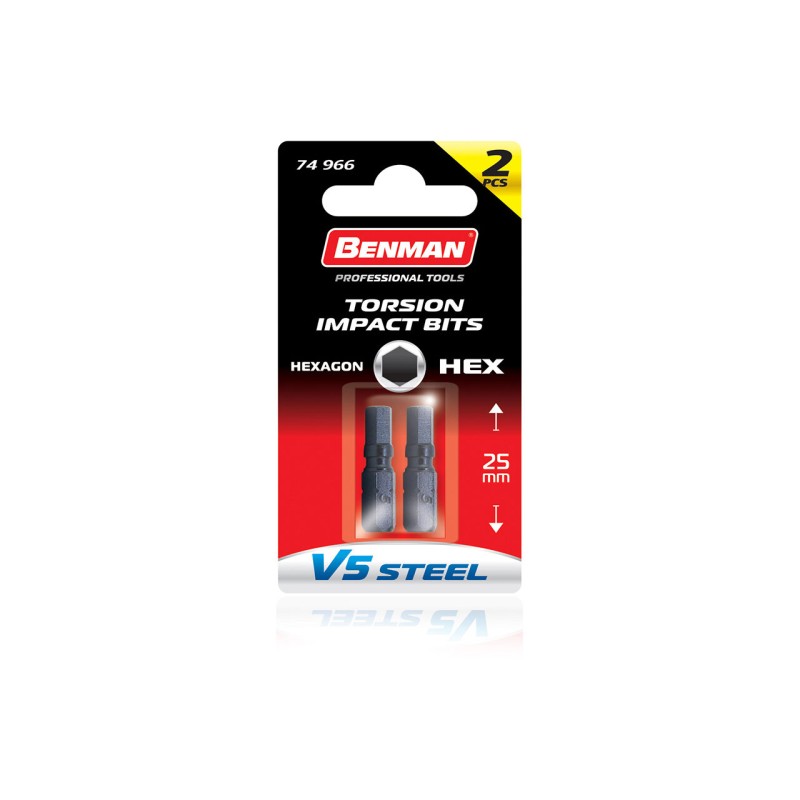 Bit hexagonal, Benman, 2.5 x 25mm, (2 bucset), 74963