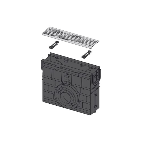 Rigola de colectare cu rama din plastic si gratar profil C galvanizat, Alcadrain, clasa A15, AVZ102R-R102S