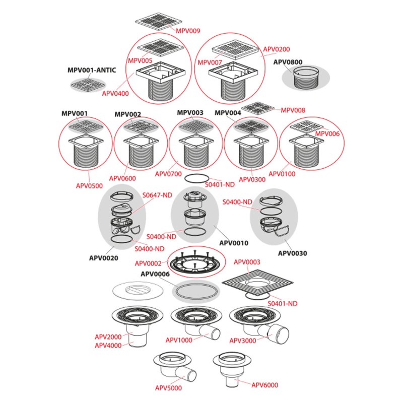 Sifon pardoseala Alcadrain, 150ø—150/50 mm iesire laterala, gratar de plastic gri, APV3