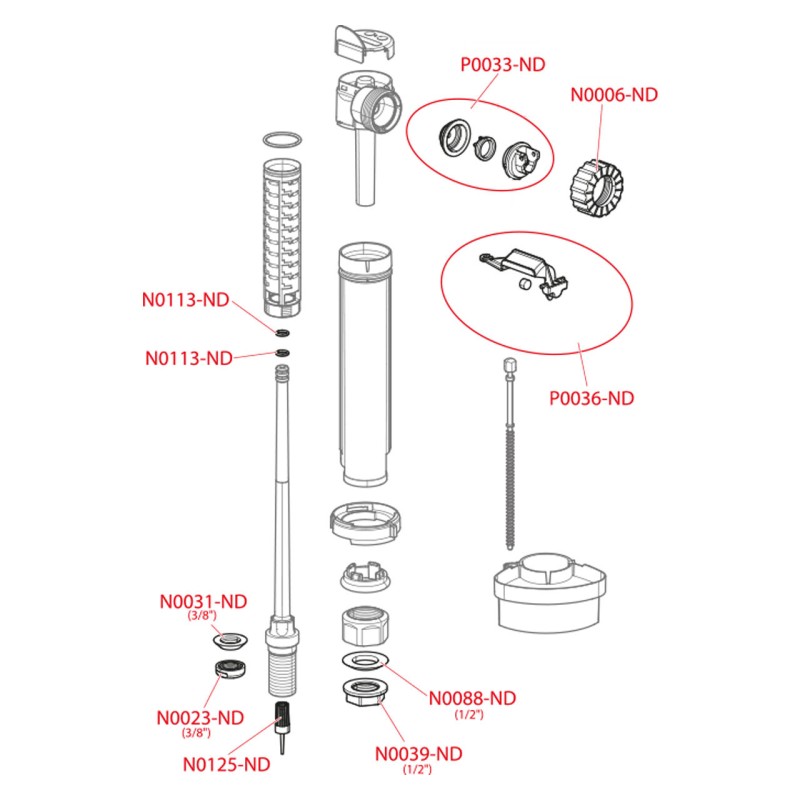 Flotor WC cu plutitor alama, Alcadrain, alimentare de jos, A18 1/2