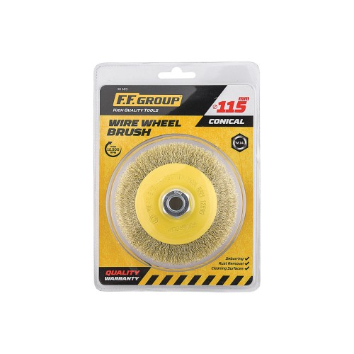 Perie rotativa conica din sarma , FF Group, M14, 100mm, 38688
