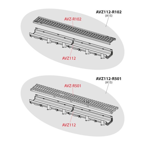 Rigola de exterior de 60 mm cu rama din plastic integrata si gratar profil C" galvanizat, Alcadrain