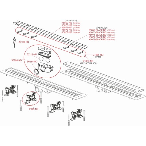 Canal de scurgere pentru dus cu margine pentru gratar cu doua fete + gratar, Alcadrain, negru-mat