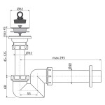 Sifon lavoar "S" DN40 cu sita din otel inoxidabil DN63, Alcadrain