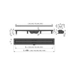 Canal de scurgere pentru dus cu margine pentru gratar cu doua fete + gratar, Alcadrain, negru-mat