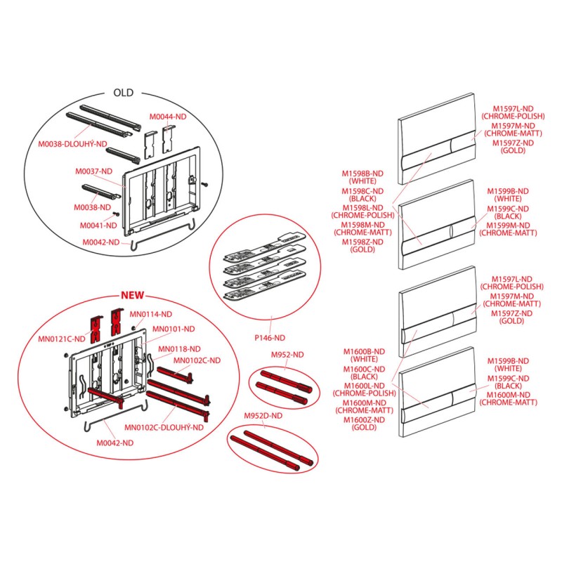 Clapeta de actionare pentru rezervor incastrat, Alcadrain, auriu, M1745
