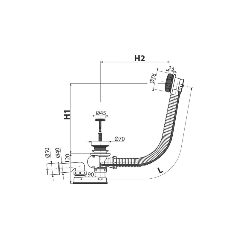 Ventil cada automat cu sifon si preaplin, Alcadrain