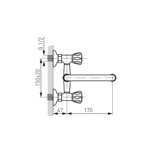 Baterie perete lavoarspalator, Ferro Standard, crom Baterie perete lavoarspalator, Ferro Standard, crom