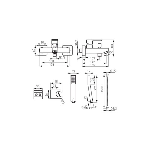 Baterie perete cadadus, Ferro Zicco, crom cu accesorii Baterie perete cadadus, Ferro Zicco, crom cu accesorii