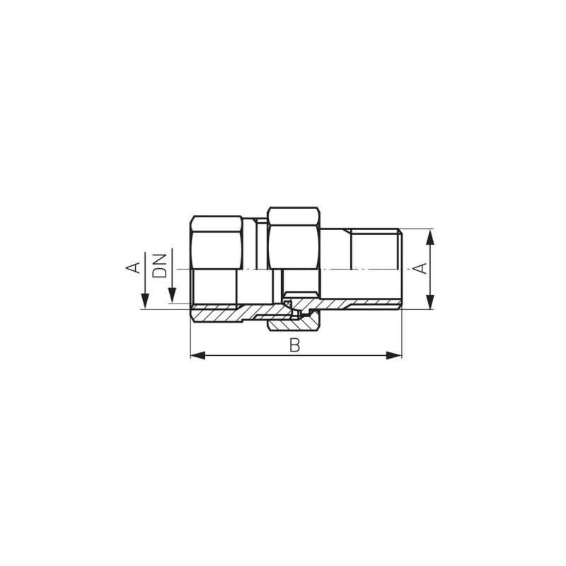 Racord olandez din alama, Ferro, 3/4" FI-FE cu O-ring_SGU3