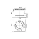 Sifon pardoseala cu iesire laterala sigratar de plastic,  Alcadrain APV15, alb, 150ø—150( mm