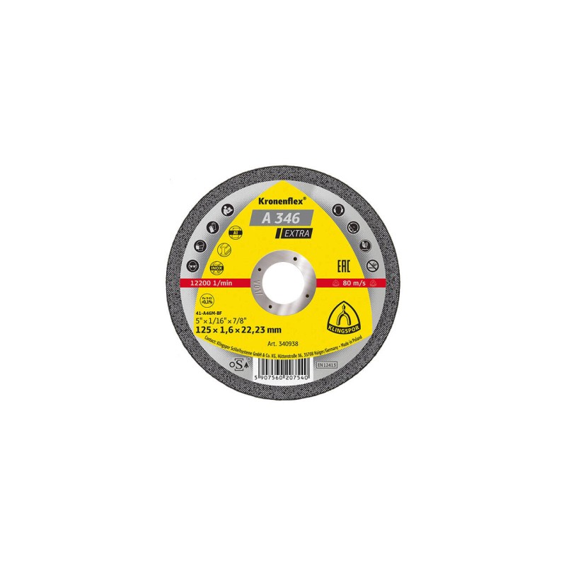 DISC DEBITARE KLINGSPOR A 346 EXTRA, 115X22.23X1.6MM