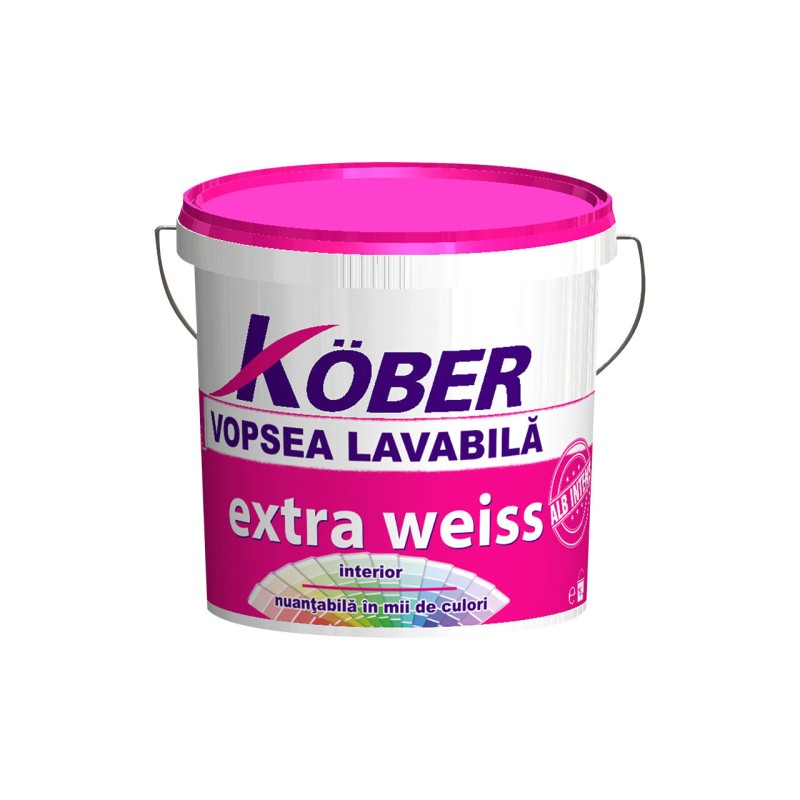 Vopsea lavabila de interior Kober Extra Weiss, alb 8,5l