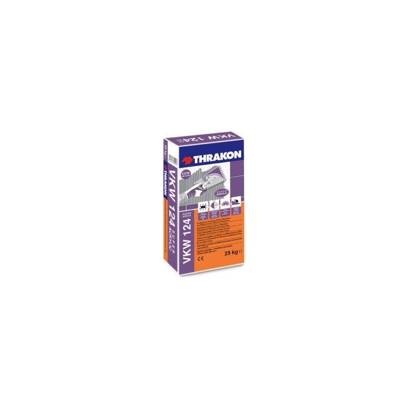 Adeziv pentru placi ceramice neabsorbante, cu rezistenta la alunecare si timp de lucru extins, Thrakon VKW 124, gri, 25kg Adeziv pentru placi ceramice neabsorbante, cu rezistenta la alunecare si timp de lucru extins, Thrakon VKW 124, gri, 25kg