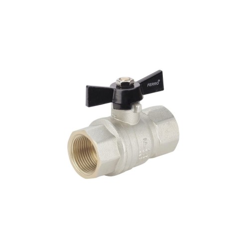 Robinet trecere alama pt. apa, Ferro, PN40, 1" FI-FI cu sfera si fluture _KMH3