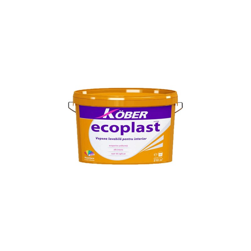 Vopsea lavabila pentru interior, Kober Ecoplast, alb, 8.5L