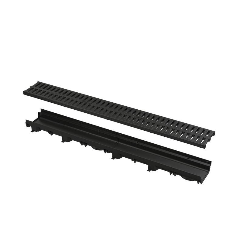 Rigola de exterior de 60 mm cu rama din plastic si gratar din plastic, Alcadrain, clasa A15