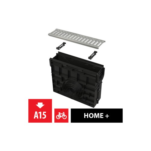 Rigola de colectare cu rama din plastic si gratar profil C galvanizat, Alcadrain, clasa A15, AVZ102R-R102S