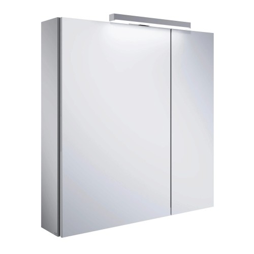 Dulap baie, 2 usi cu oglinda si iluminator, Roca Victoria, 60cm, alb