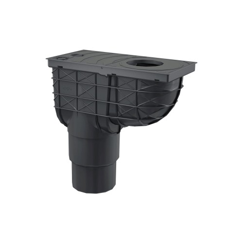 Racord de burlan cu clapeta si cos de colectare cu iesire verticala, Alcadrain AGV4, negru, 300ø—155UH mm