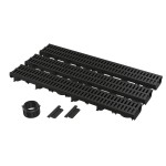 Set rigole pentru garaj 3m, Alcadrain, 2 capace blocare, 1 racord conectare scurgere