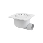 Sifon pardoseala cu iesire laterala sigratar de plastic,  Alcadrain APV15, alb, 150ø—150( mm