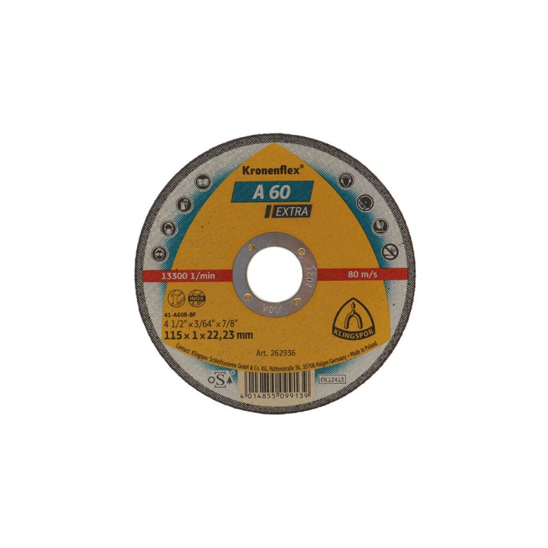 DISC DEBITARE KLINGSPOR A 60 EXTRA, 115X22.23X1MM