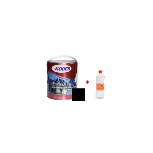 Promo Set: Vopsea alchidica pentru lemn/metal, Kober Ideea, negru, 4l + diluant 0.9l