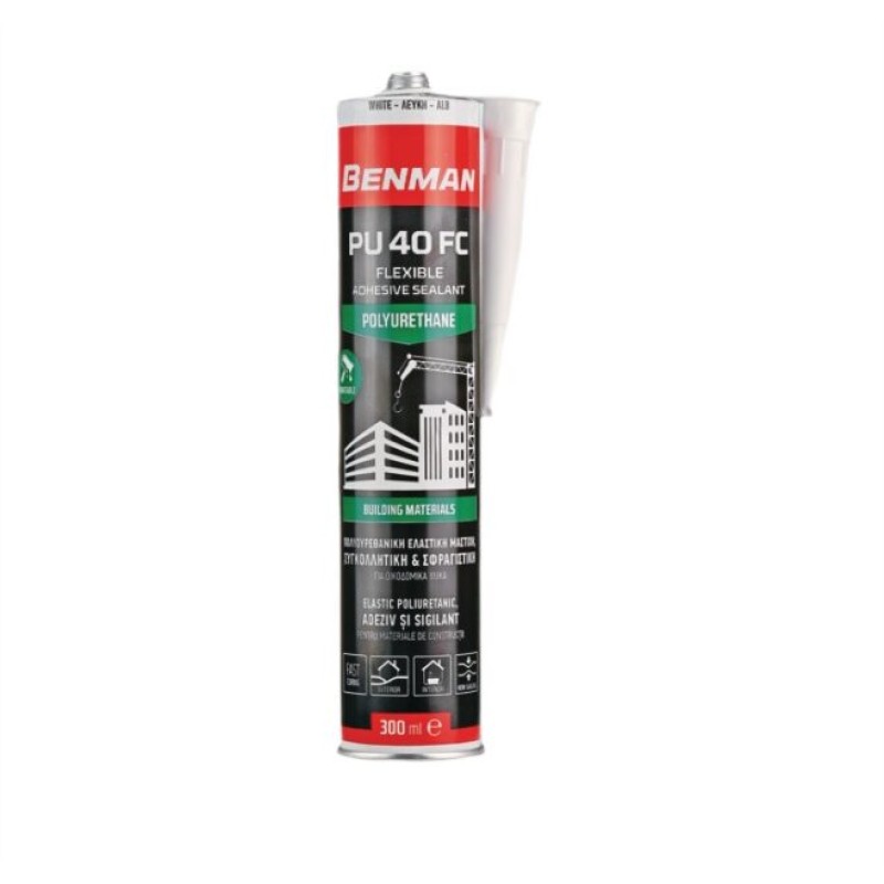 Etansant si adeziv poliuretanic monocomponent, Benman, PU 40 FC, gri, 300ml_73083