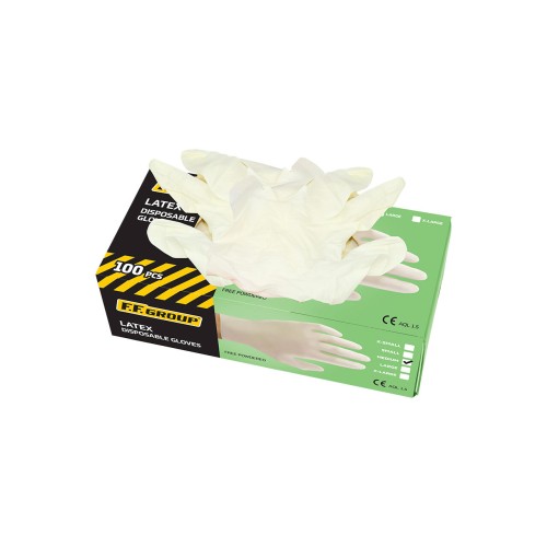 Manusi latex unica folosinta nepudrate, F.F. Group, (100pcs)M, 37032