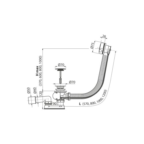 Ventil cada automat, Alca Plast, cu sifon si preaplin, alb