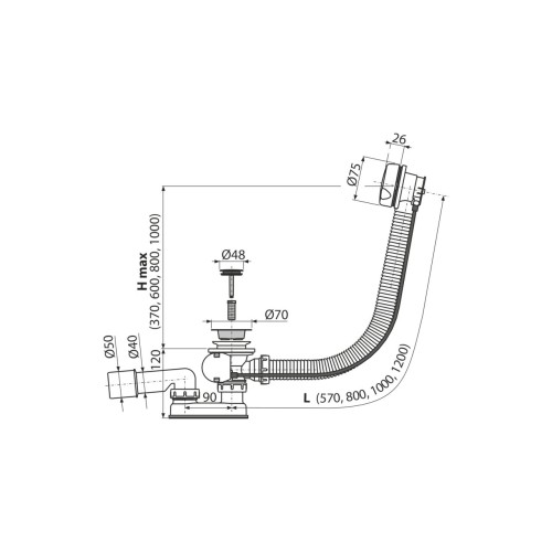 Ventil cada automat, Alcadrain, cu sifon si preaplin, alb