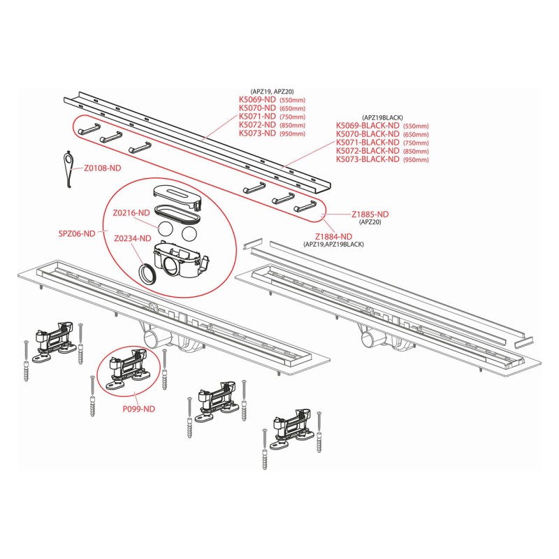 Canal de scurgere pentru dus cu margine pentru gratar cu doua fete + gratar, Alcadrain