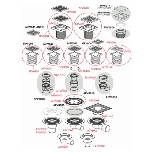 Sifon pardoseala 105ø—105(= mm iesire verticala, gratar din otel inoxidabil, sistem de retinere a mirosurilor umed, Alcadrain