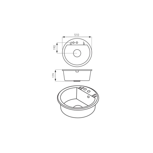 Chiuveta granit , Ferro Mezzo II,1 cuva rotunda, 510 mm, grafit Chiuveta granit , Ferro Mezzo II,1 cuva rotunda, 510 mm, grafit