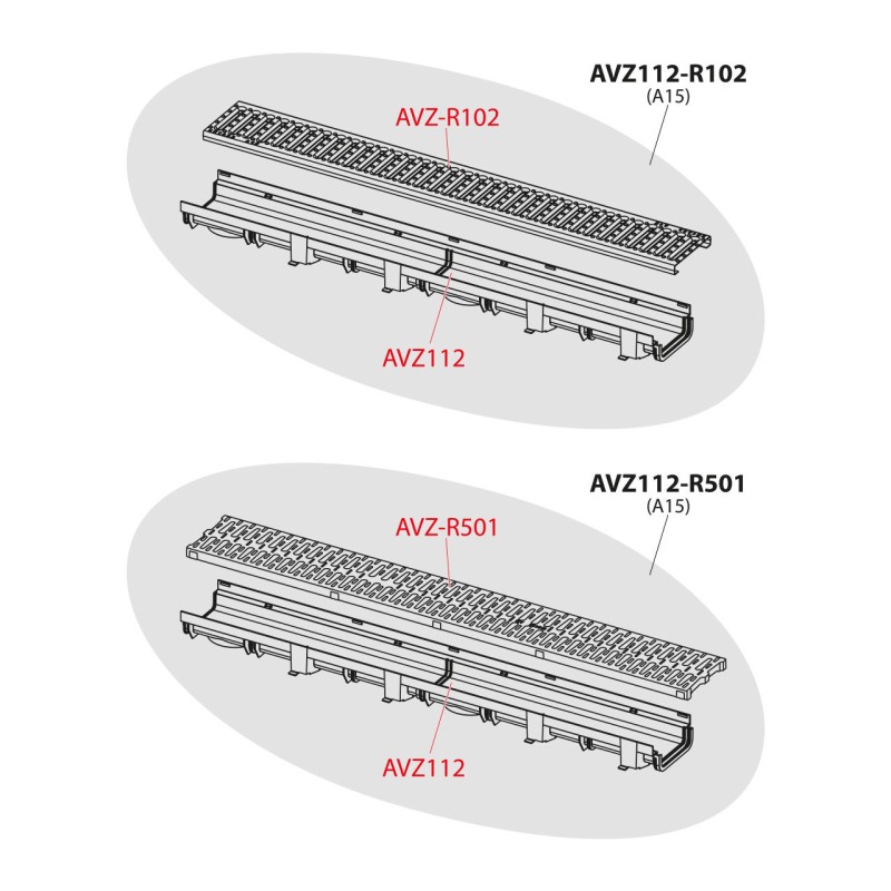 Rigola de exterior de 60 mm cu rama din plastic si gratar din plastic, Alcadrain, clasa A15