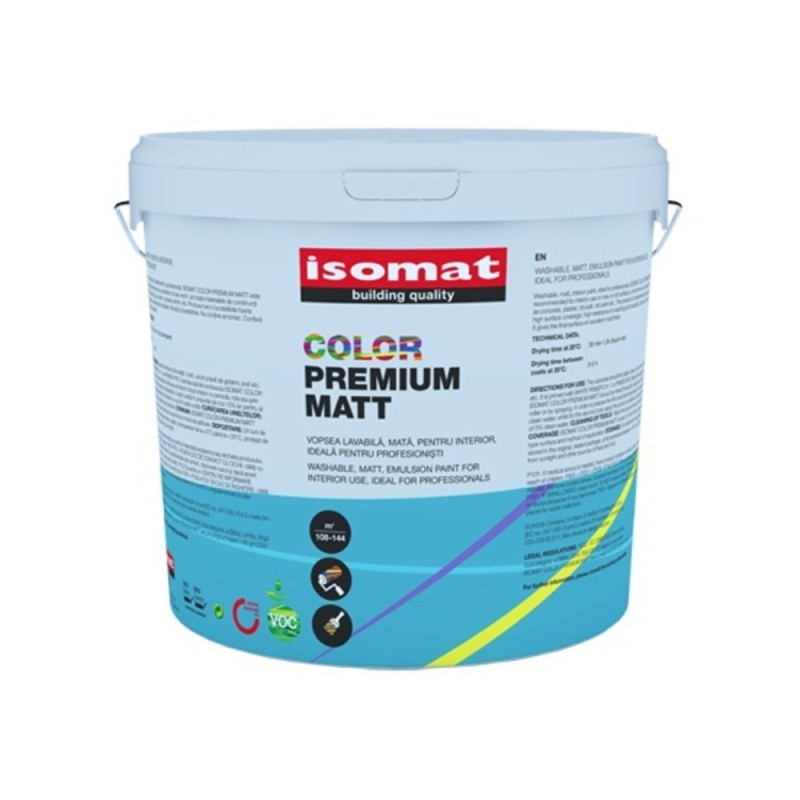 ISOMAT Vopsea Lavabila Premium Matt 9L, 15L, 25L ISOMAT Vopsea Lavabila Premium Matt 9L, 15L, 25L