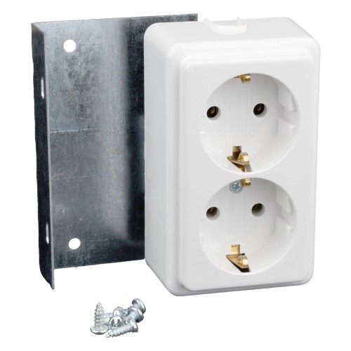Set prize duble 16A, 250V c.a., cu sistem de montaj