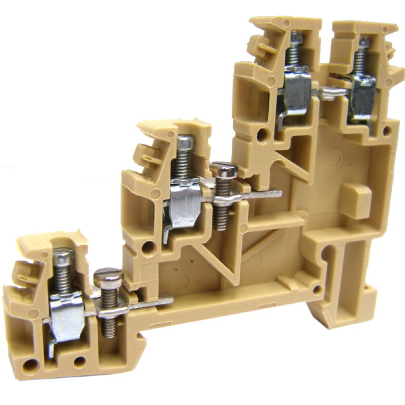 Clemă triplu etajată, bej, tip TLS.2, 0,2-4 mm²