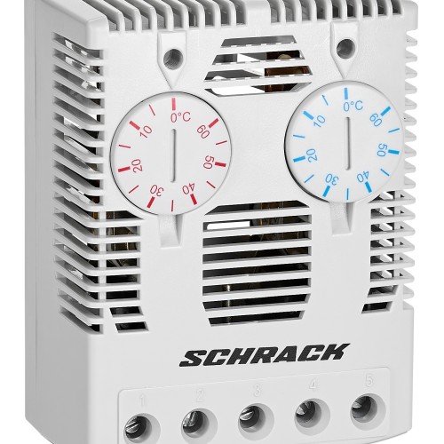 Termostat dublu, 1ND+1NI, 0°-60°C, montaj pe şină DIN