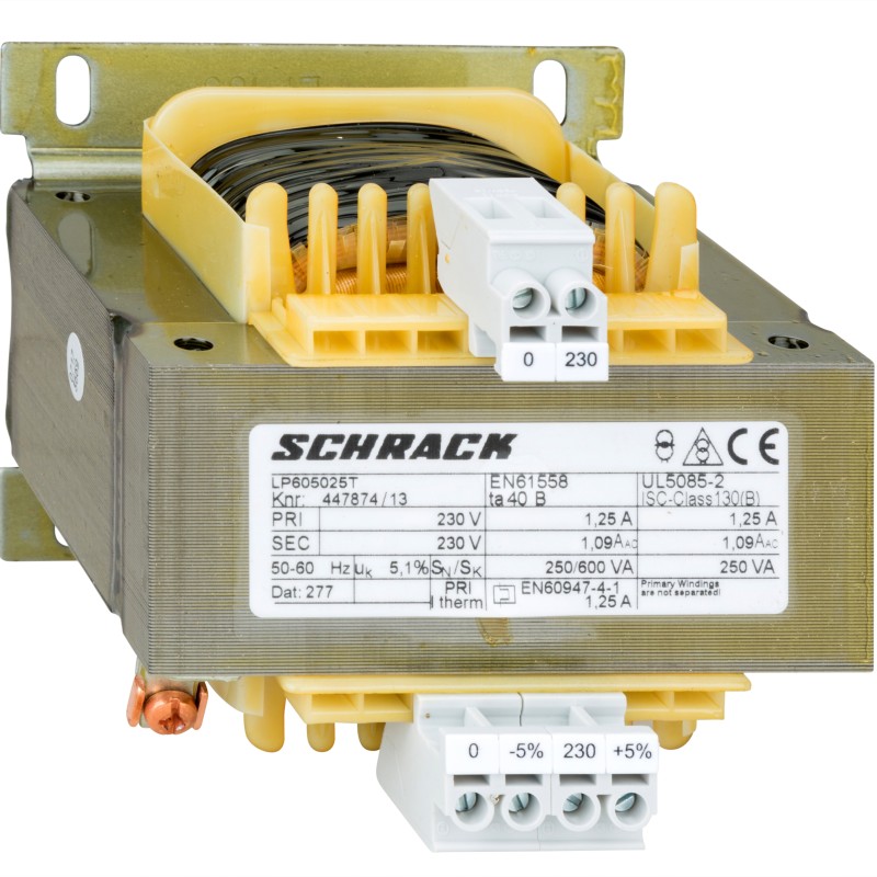 Transformator de comandă monofazat, 230V/230V, 250 VA, IP00