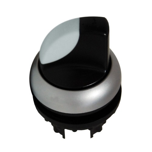 Buton selector cu 3 poziţii 2x60°, cu reţinere, alb